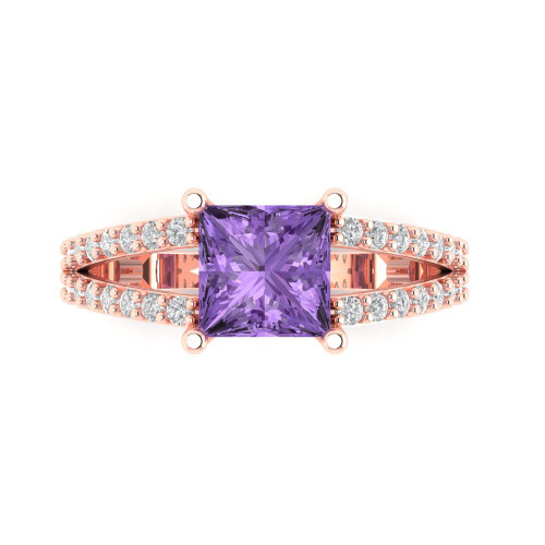 2.48 cttw Princess-Cut Solitaire Engagement Ring with Accents