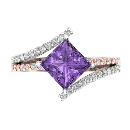 2.3075 cttw Princess-Cut Solitaire Engagement Ring with Accents