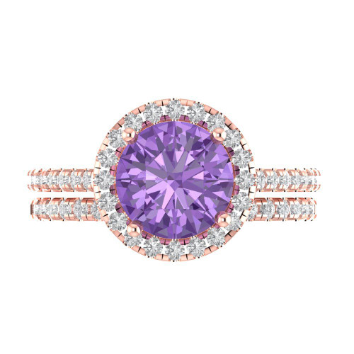 2.52 cttw 8.0mm Round-Cut Solitaire with Accents Bridal Set