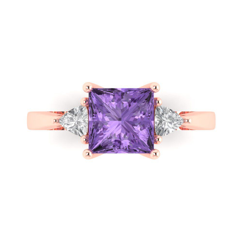 2.32 cttw Princess-Cut Three-Stone Engagement Ring