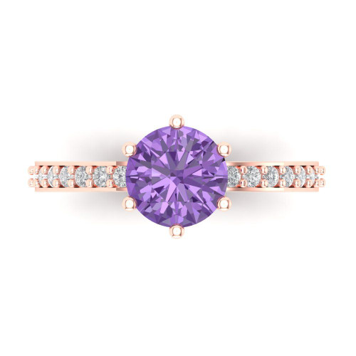 1.71 cttw Round-Cut Solitaire Engagement Ring with Accents — Design 392+512+513