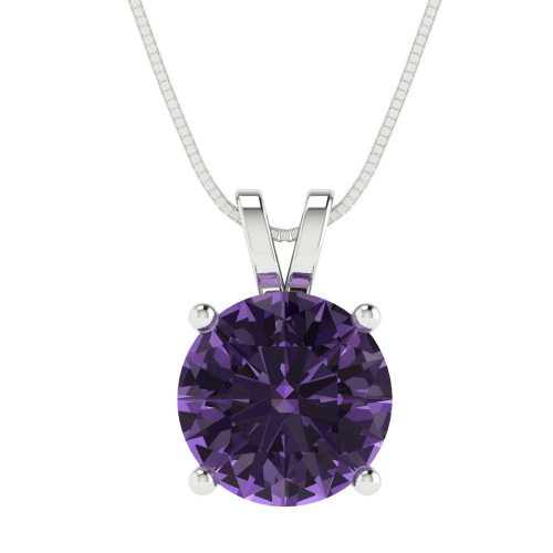 3 cttw 9mm Round-Cut Solitaire Pendant Necklace — Design 40+42+733