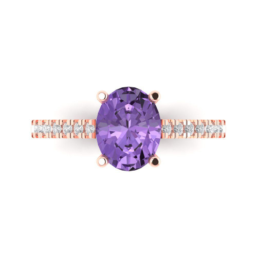 2.21 cttw Oval-Cut Solitaire Engagement Ring with Accents