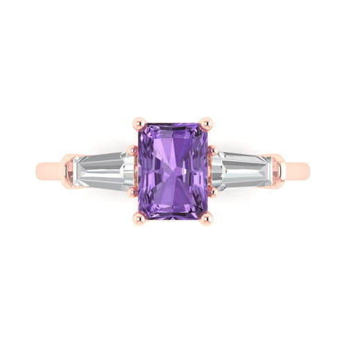 1.5 cttw Emerald-Cut Three-Stone Engagement Ring
