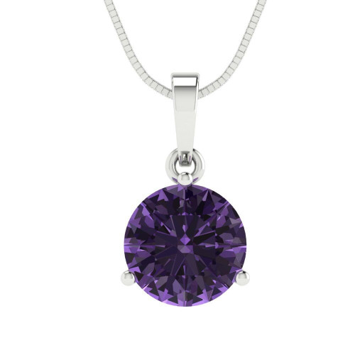 2 cttw 8.0mm Round-Cut Solitaire Pendant Necklace — Design 43+45+859