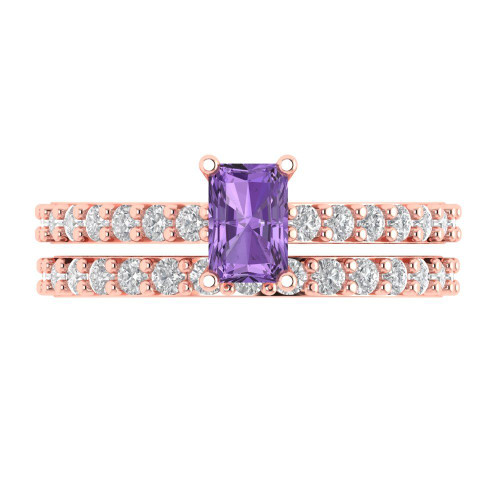 1.325 cttw Emerald-Cut Solitaire with Accents Bridal Set