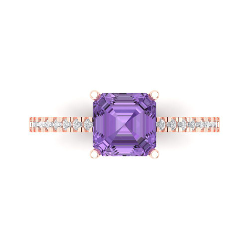 Asscher-Cut Solitaire Engagement Ring with Accents