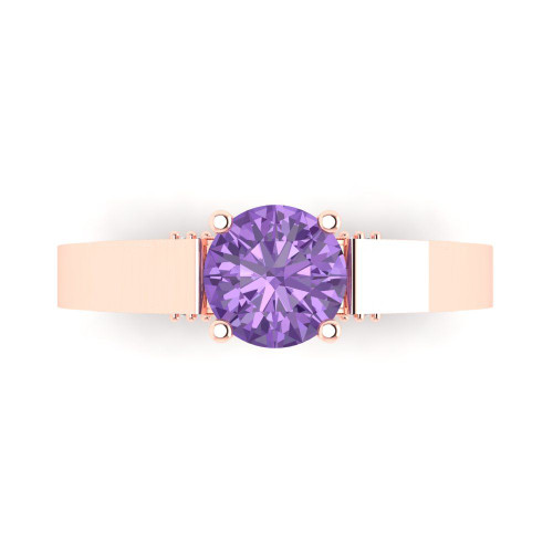 1.06 cttw Round-Cut Solitaire Engagement Ring with Accents