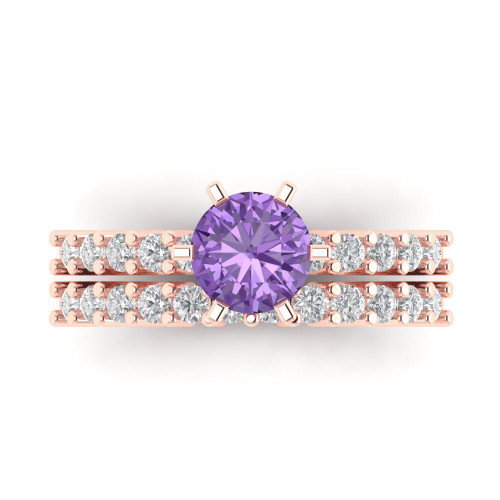 1.66 cttw 6.5mm Round-Cut Solitaire with Accents Bridal Set