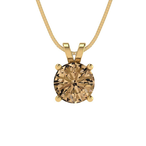 1.0 cttw 6.5mm Round-Cut Solitaire Pendant Necklace — Design 721+725