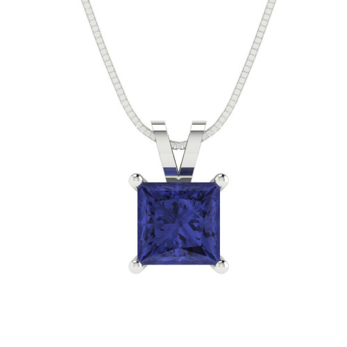 3.0 cttw 8.0mm Princess-Cut Solitaire Pendant Necklace — Design 741+749+759