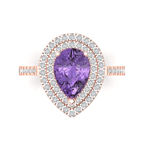 Pear-Cut Hidden Halo Engagement Ring