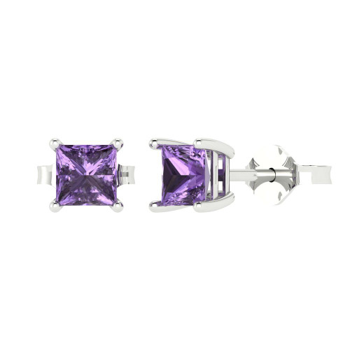 4.5mm Princess-Cut Stud Earrings