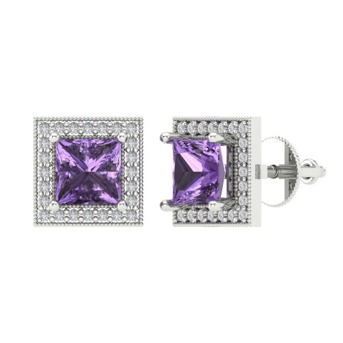2.24 cttw 5.5mm Princess-Cut Stud Earrings