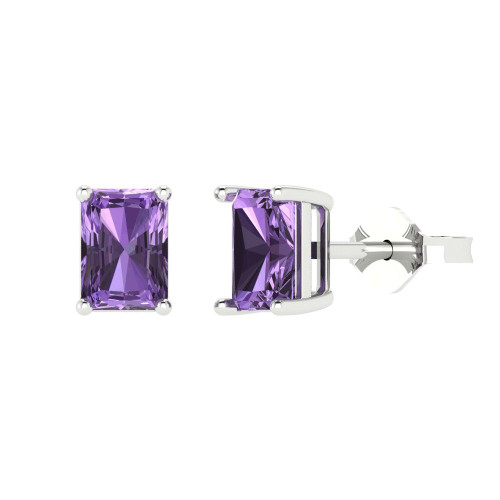 1 cttw Emerald-Cut Stud Earrings