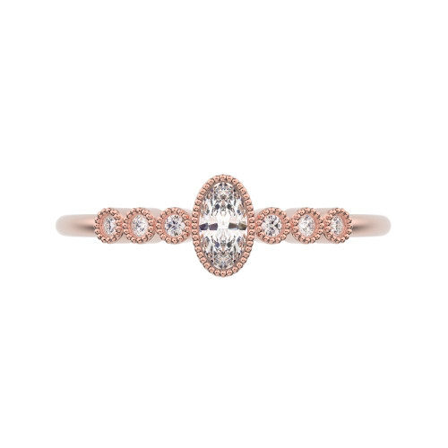 0.195 cttw Oval-Cut Solitaire Engagement Ring with Accents