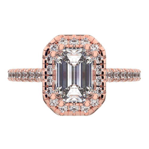 1.48 cttw Emerald-Cut Solitaire Engagement Ring with Accents