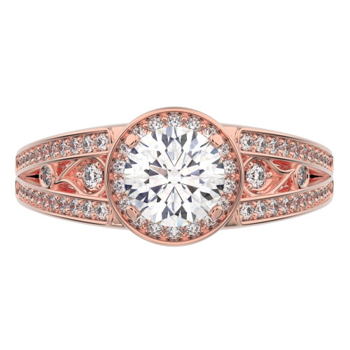 0.71 cttw Round-Cut Solitaire Engagement Ring with Accents