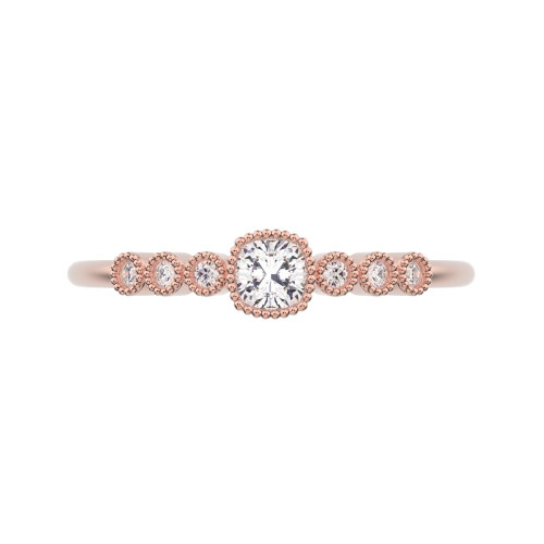0.225 cttw Cushion-Cut Solitaire Engagement Ring with Accents — Design G28+G29+G30