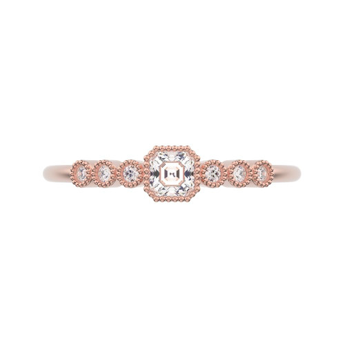 0.225 cttw Cushion-Cut Solitaire Engagement Ring with Accents — Design G43+G44+G45