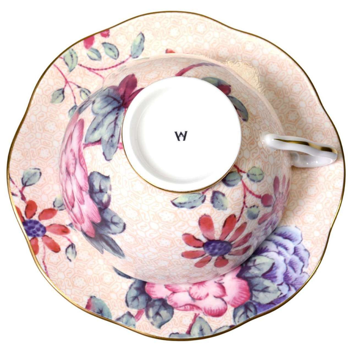 Wedgwood Harlequin Collection - Cuckoo - Teacup and Saucer - Peach