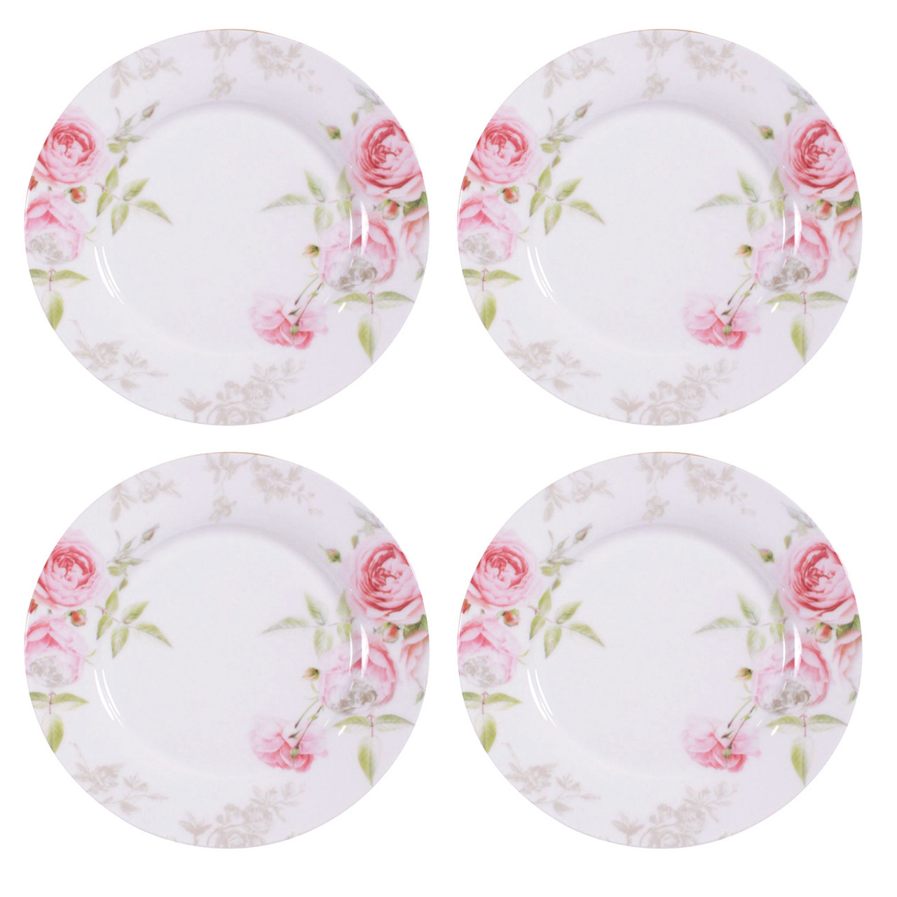 Beau Rose Bone China - 7.5in Dessert Plates - Set of 4