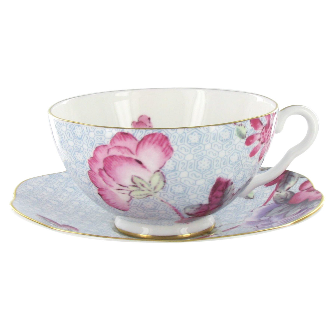 Wedgwood Harlequin Collection - Cuckoo - Tea Cup and Saucer - Blue