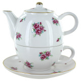 Pink Rose 4 Piece Tea for One Set