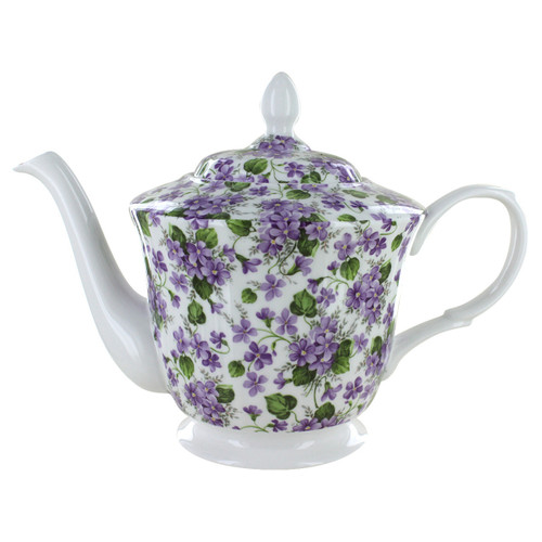 Gracie's Violets Bone China - 5 Cup Teapot