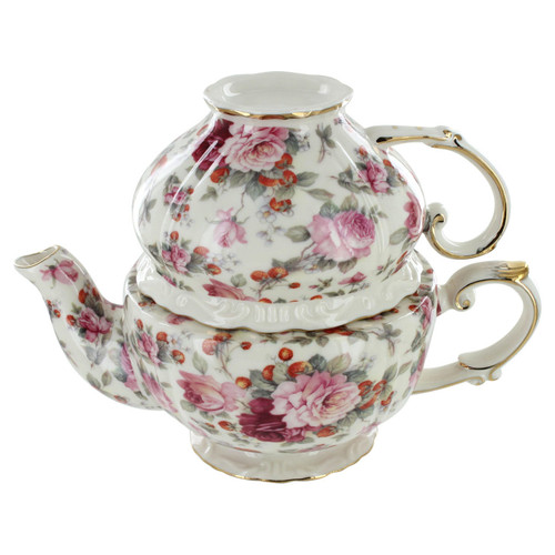 Pink Peony Chintz Porcelain - Tea for One
