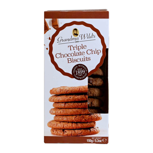 Grandma Wild's Biscuit Carton - Luxury Triple Chocolate Chip Cookies - 6.17oz (175g)