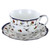 Blue Red Apple Blossom Porcelain - Tea Cup and Saucer Set