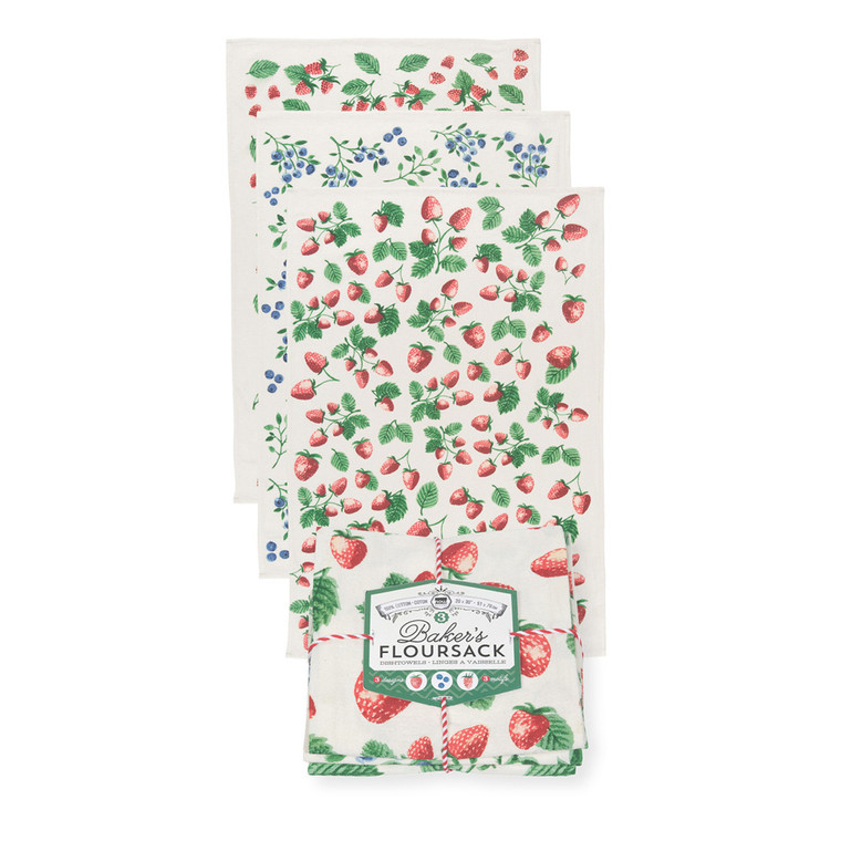 Berry Patch Baker's Floursack Tea Towel Set of 3