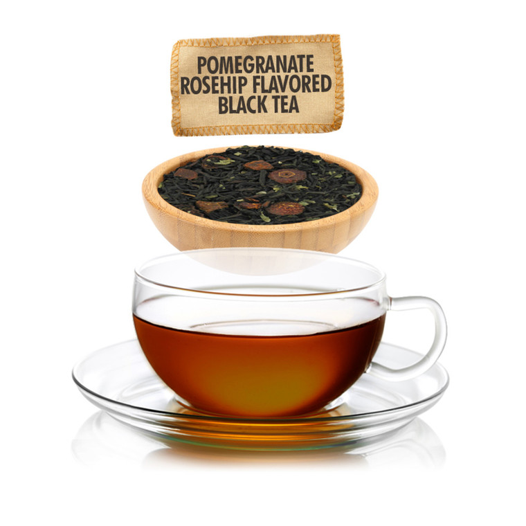 Pomegranate Rosehip Flavored Black Tea - Loose Leaf - Sampler Size - 1oz