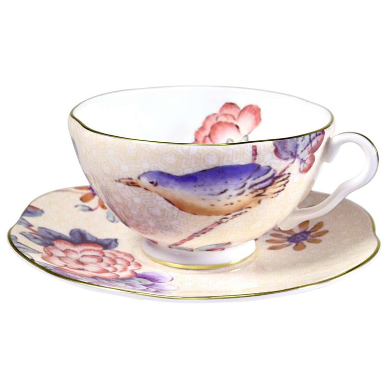 Wedgwood Harlequin Collection - Cuckoo - Tea Cup and Saucer - Peach
