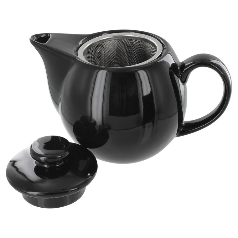 Teaz Cafe Teapot with Stainless Steel Infuser - 14oz - Black