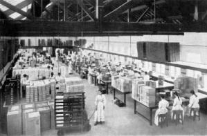 Operational Packing room at Cadbury's Bournville factory