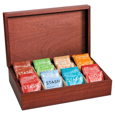 Twinings Black Wooden Tea Box - 8 Compartment Filled