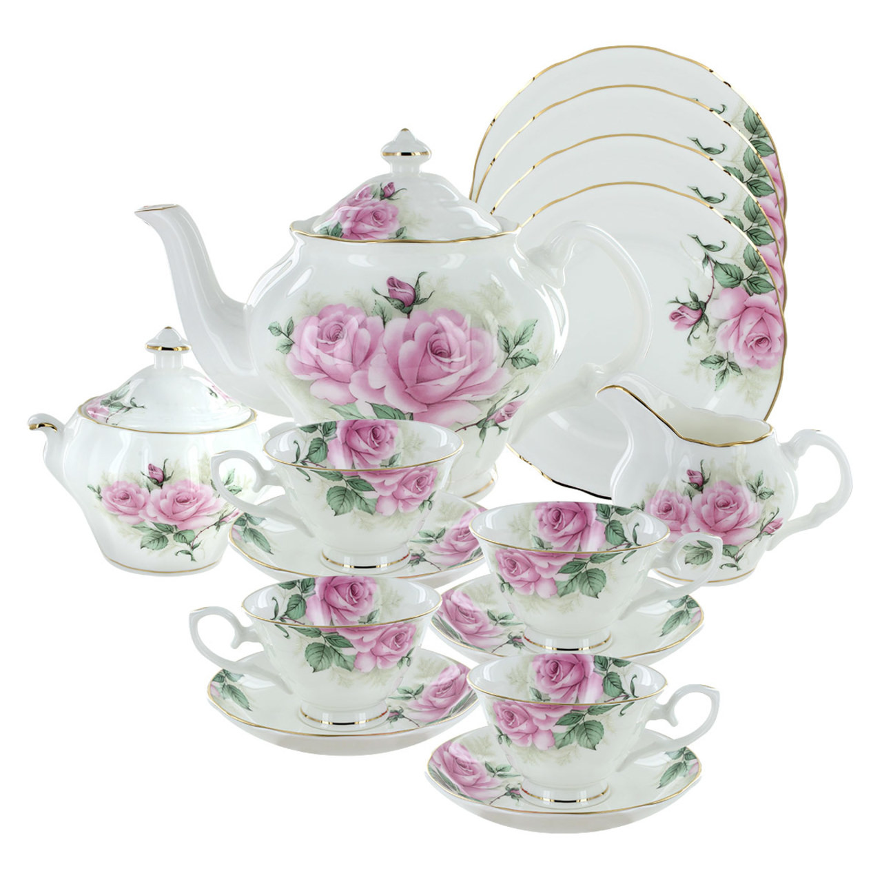 Image of Rose Bouquet Bone China Tea Set