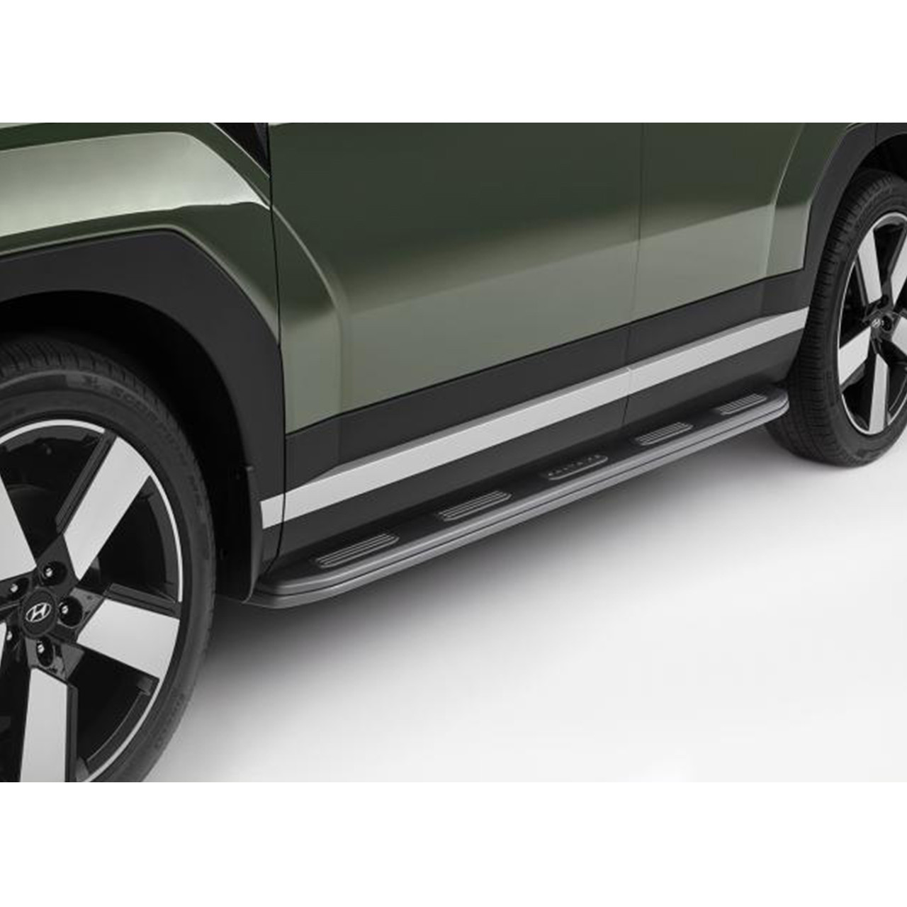 Lot De 2 Marchepieds Pour Hyundai Santa Fe 2024 Et 2025 - Marchepieds Latéraux Avec Supports D'installation - Planche Argentée - Longues Barres De Traction Noires