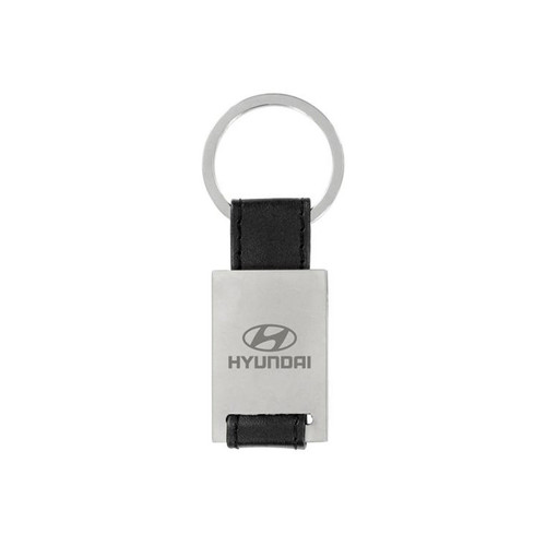 Hyundai Keychain - Metal Rectangle w/ Leather Strap