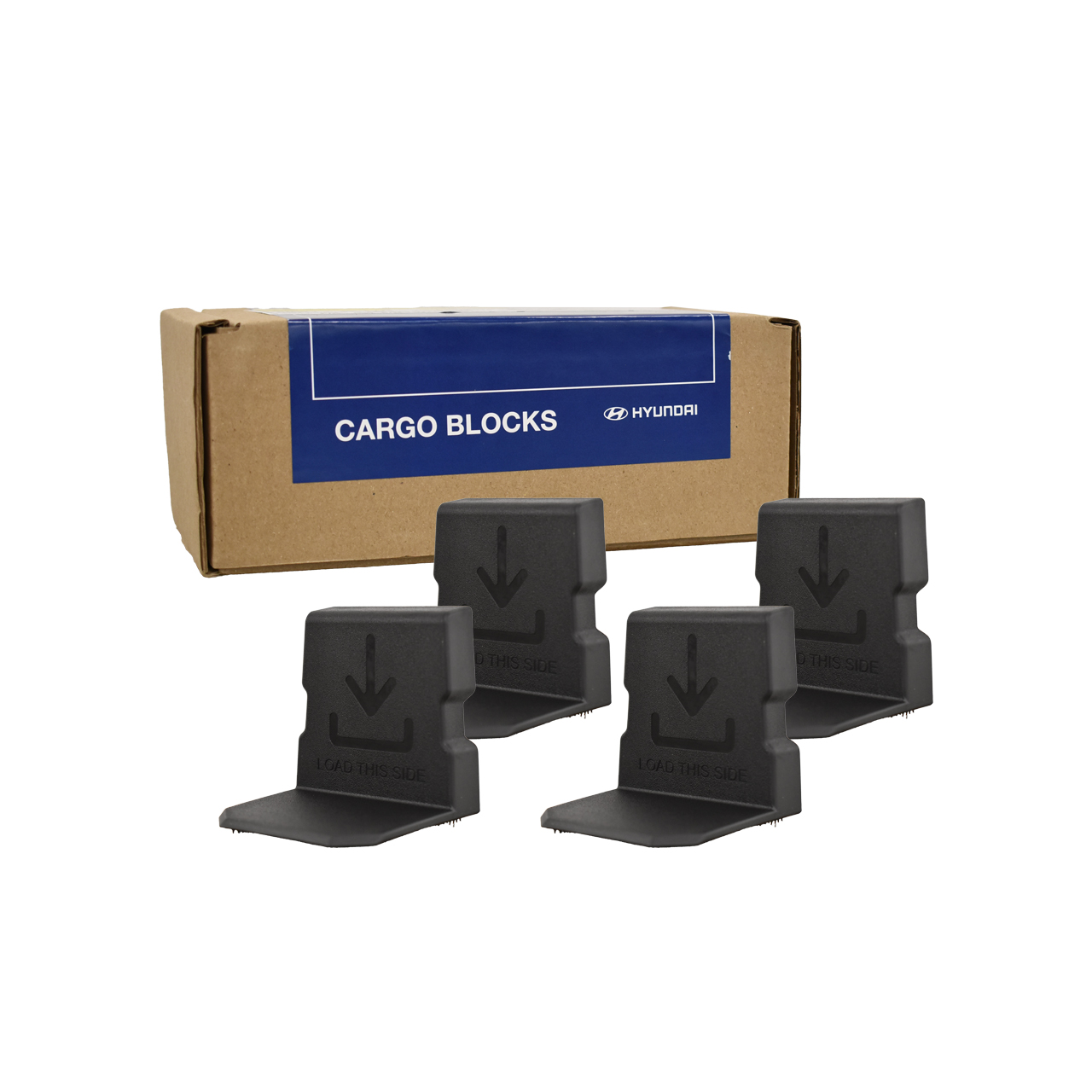 Hyundai OEM Cargo Blocks – Set Of 4, Black Plastic Trunk Organizers (Part J9F18 AU600), New