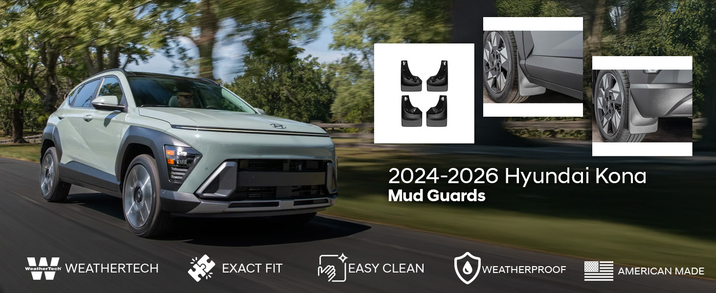 2024-2026 Hyundai Kona/Kona EV WeatherTech Mud Guards 2024-2026 Hyundai Kona/Kona EV WeatherTech Mud Guards