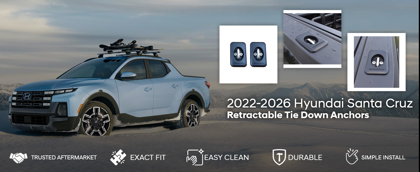 2022-2026 Hyundai Santa Cruz Heavy Duty Retractable Tie Down Anchors 2022-2026 Hyundai Santa Cruz Heavy Duty Retractable Tie Down Anchors