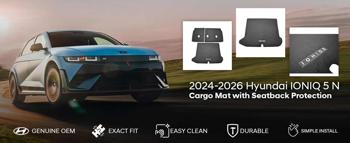 2025-2026 Hyundai IONIQ 5 N Carpeted Cargo Mat with Seatback Protection