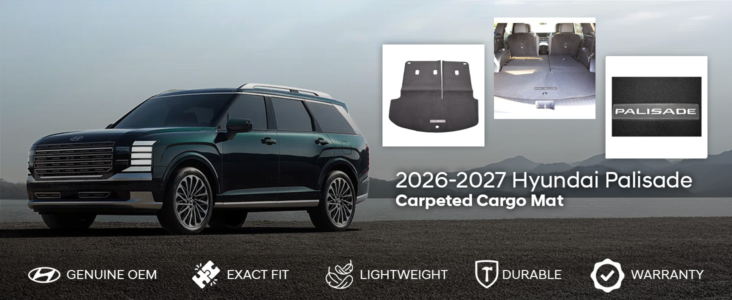 2026-2027 Hyundai Palisade Carpeted Cargo Mat with Seatback Protection 2026-2027 Hyundai Palisade Carpeted Cargo Mat with Seatback Protection