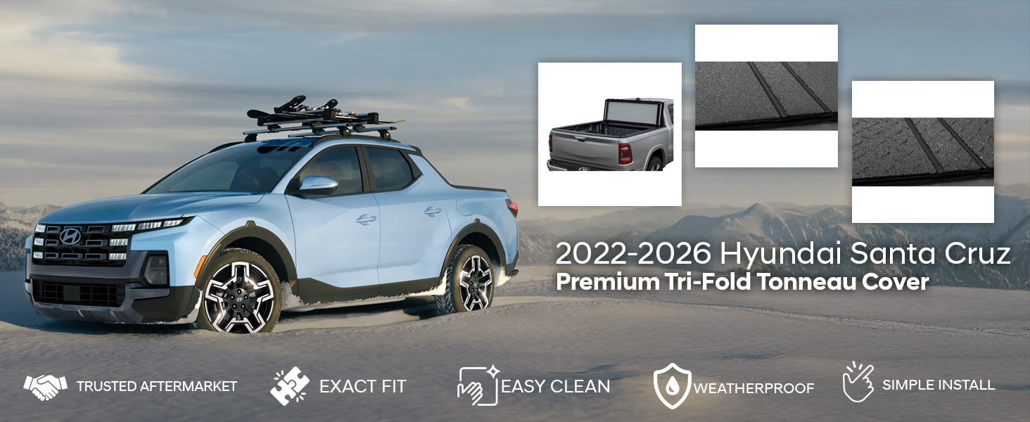2022-2026 Hyundai Santa Cruz Premium Tri-Fold Tonneau Cover