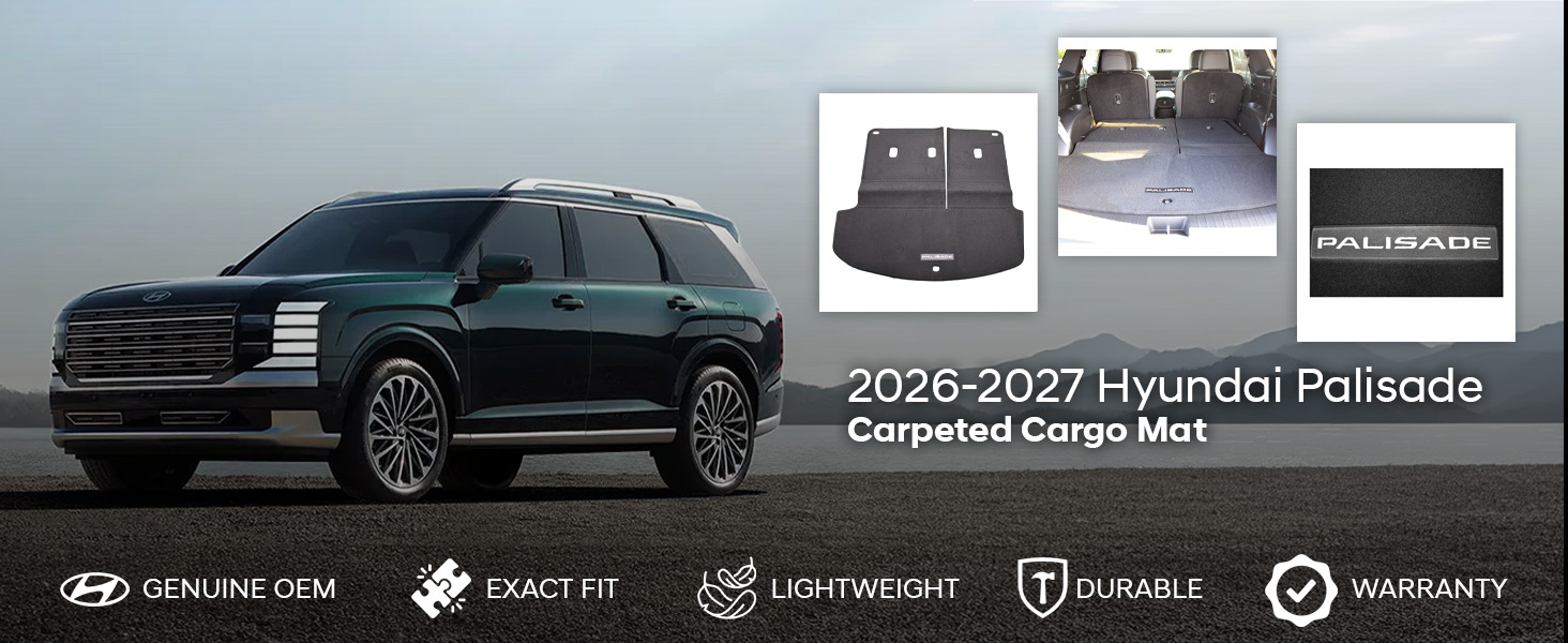 2026-2027 Hyundai Palisade Carpeted Cargo Mat with Seatback Protection 2026-2027 Hyundai Palisade Carpeted Cargo Mat with Seatback Protection