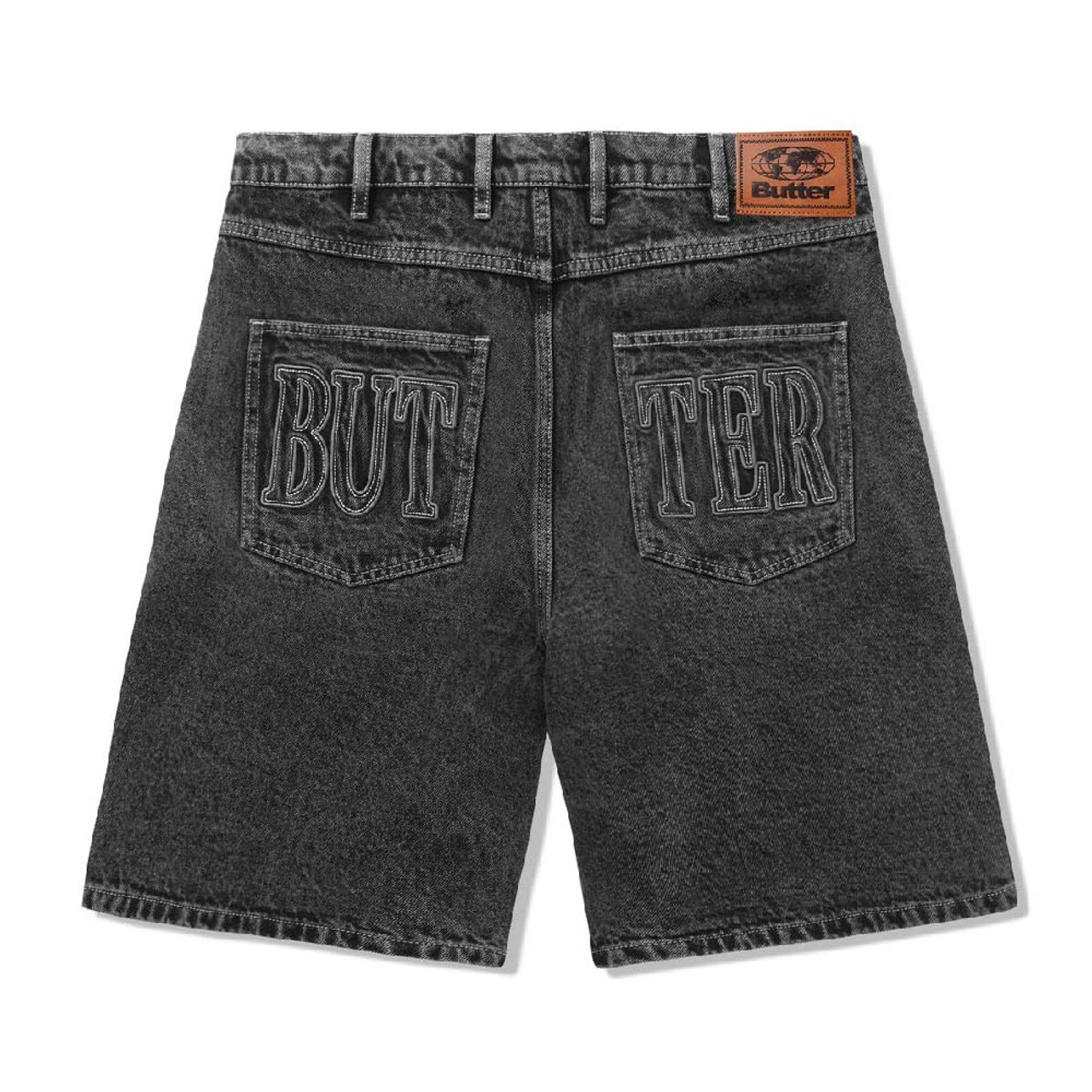 BUTTER GOODS Applique Denim Shorts Acid Black