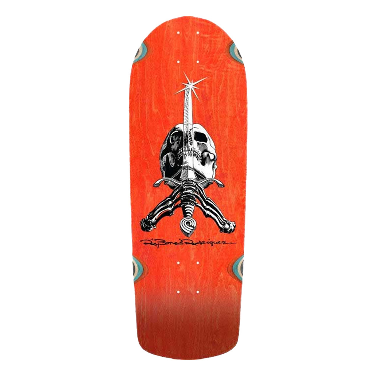 POWELL PERALTA Rodriquez Skull & Sword OG Snub Nose Orange Stain Skateboard Deck 10